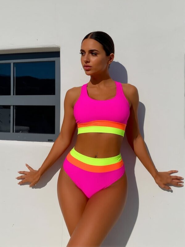Neon Colorblock Bikini Set