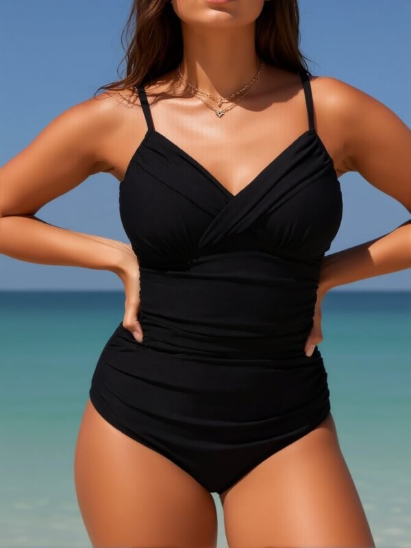 Black Ruched Tankini Set