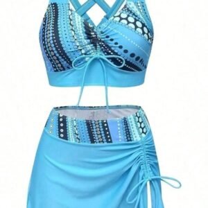 Blue Printed Bikini Set