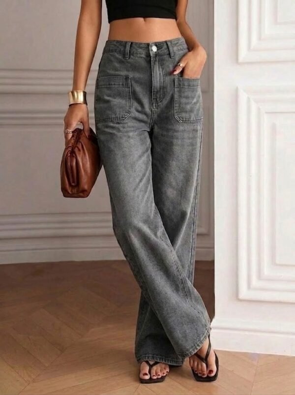 Charcoal Wide Leg Jeans