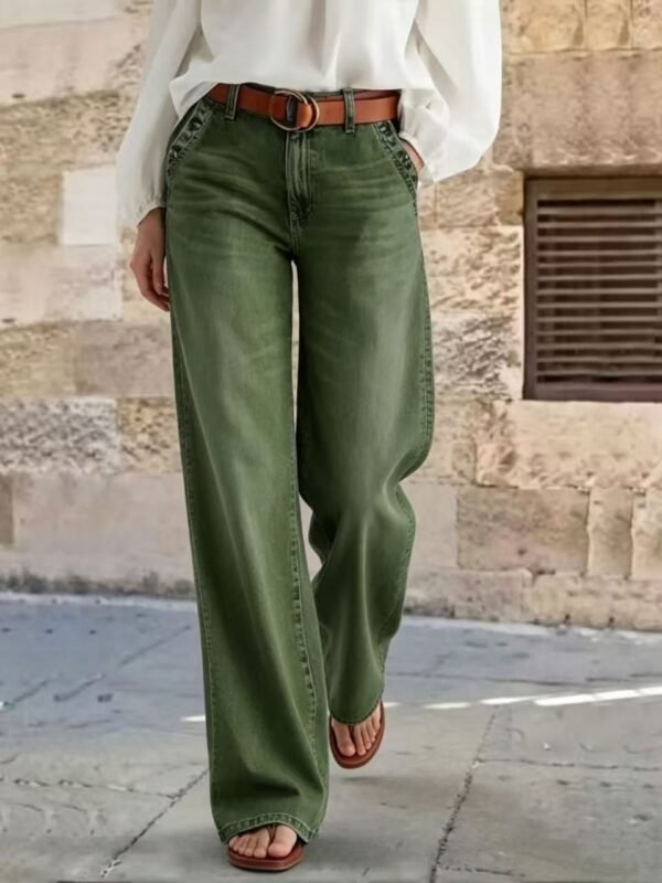 Olive Wide Leg Jeans