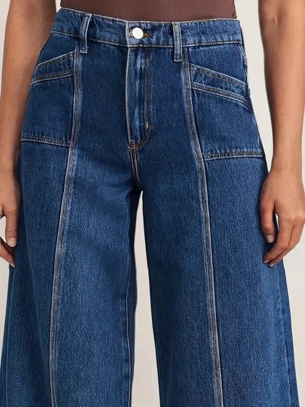 Patch Pocket Wide Leg Jeans