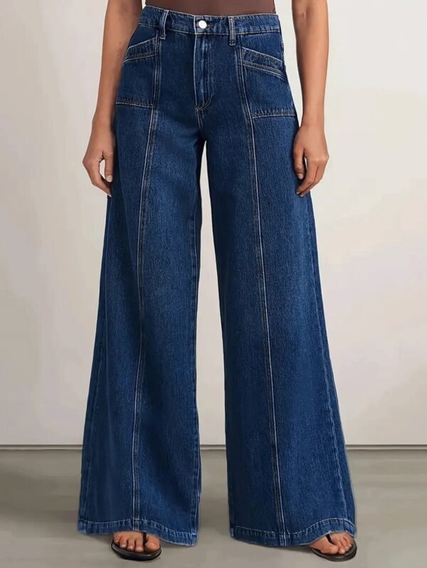 Patch Pocket Wide Leg Jeans