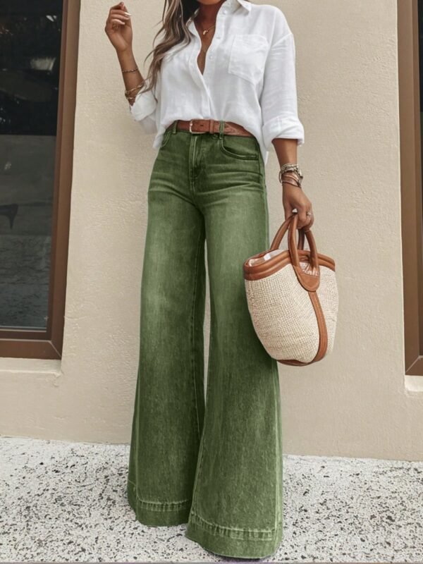 Olive Wide Leg Jeans