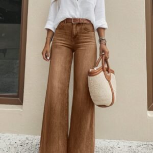 Brown Wide Leg Jeans