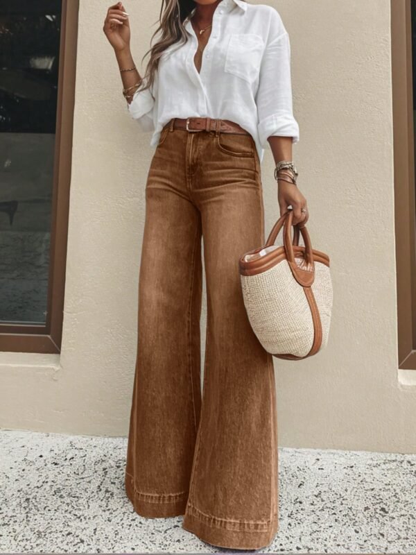 Brown Wide Leg Jeans